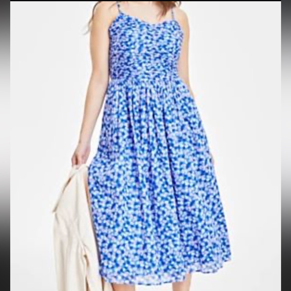 On 34th Blue Smocked Bodice 100% Cotton Midi/Maxi Dress (Sm)